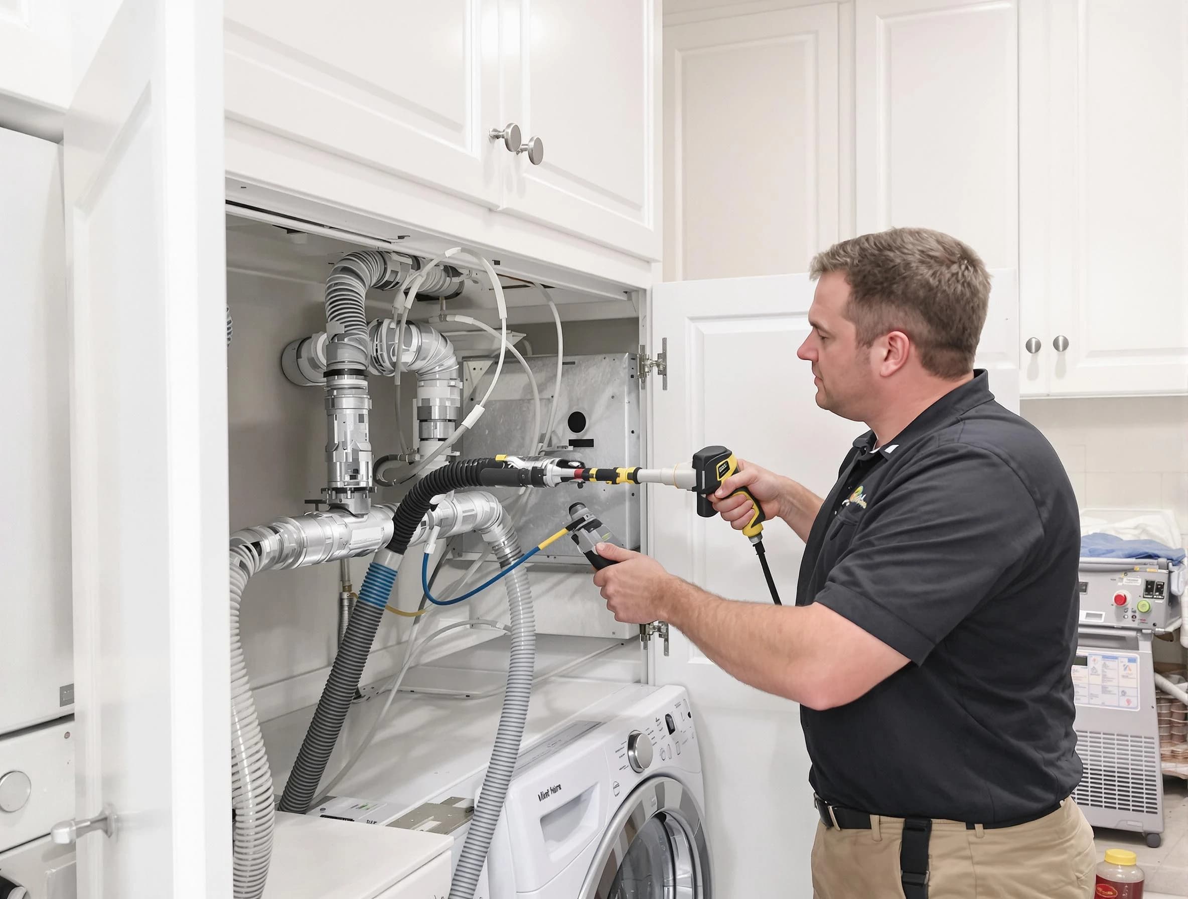 Derby Dryer Vent Cleaning professional removing severe blockage from a clogged dryer vent in Derby