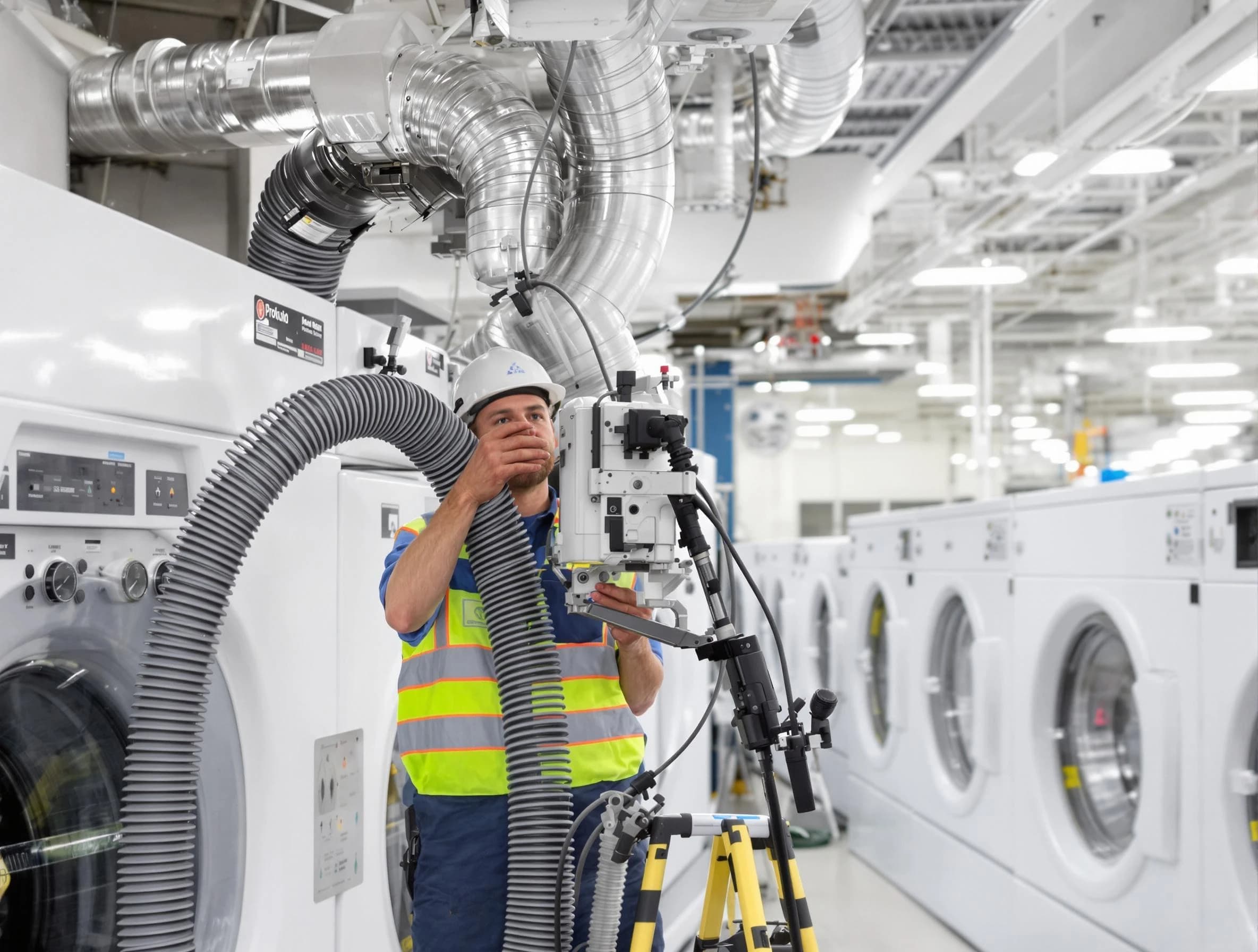Derby Dryer Vent Cleaning team performing commercial-grade dryer vent cleaning at a business facility in Derby