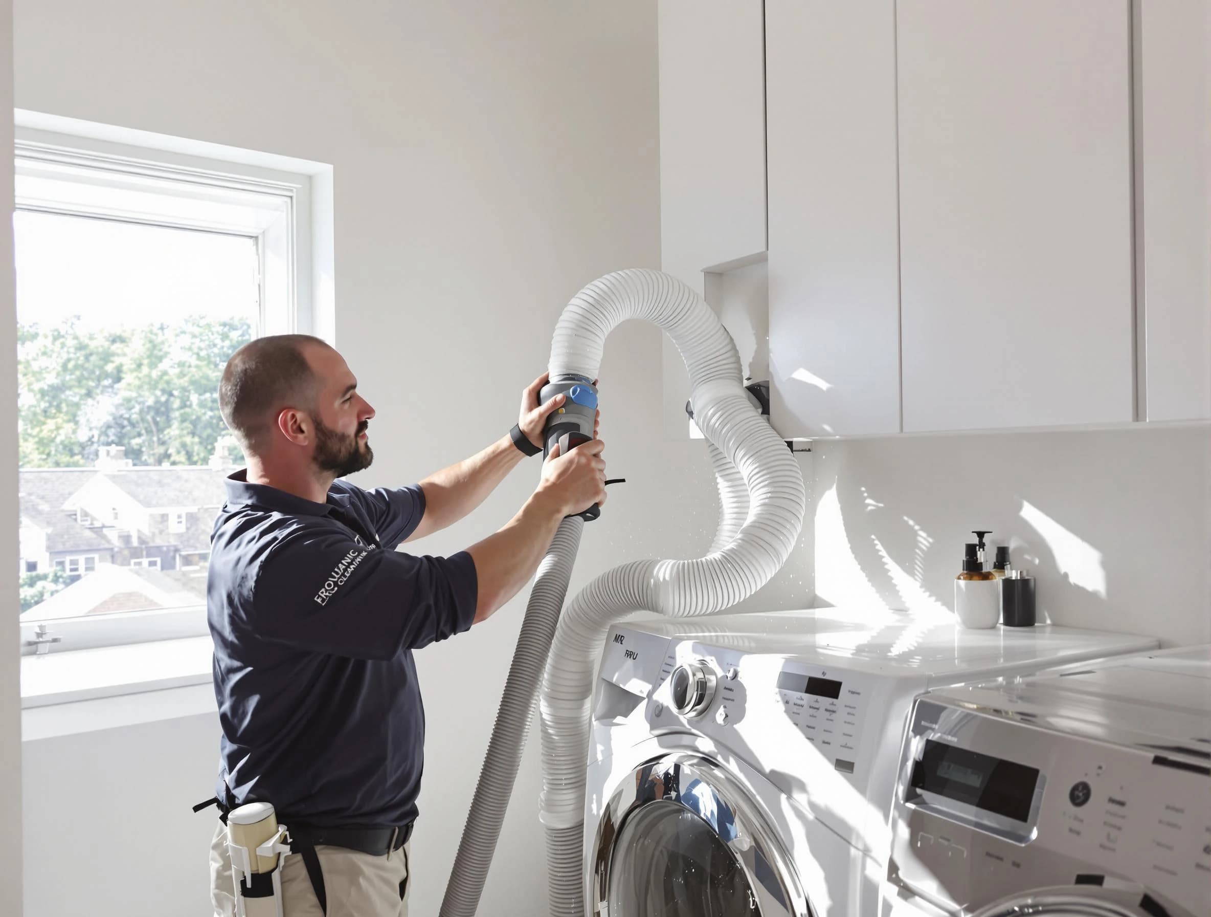Certified Derby Dryer Vent Cleaning technician performing dryer vent cleaning in Derby
