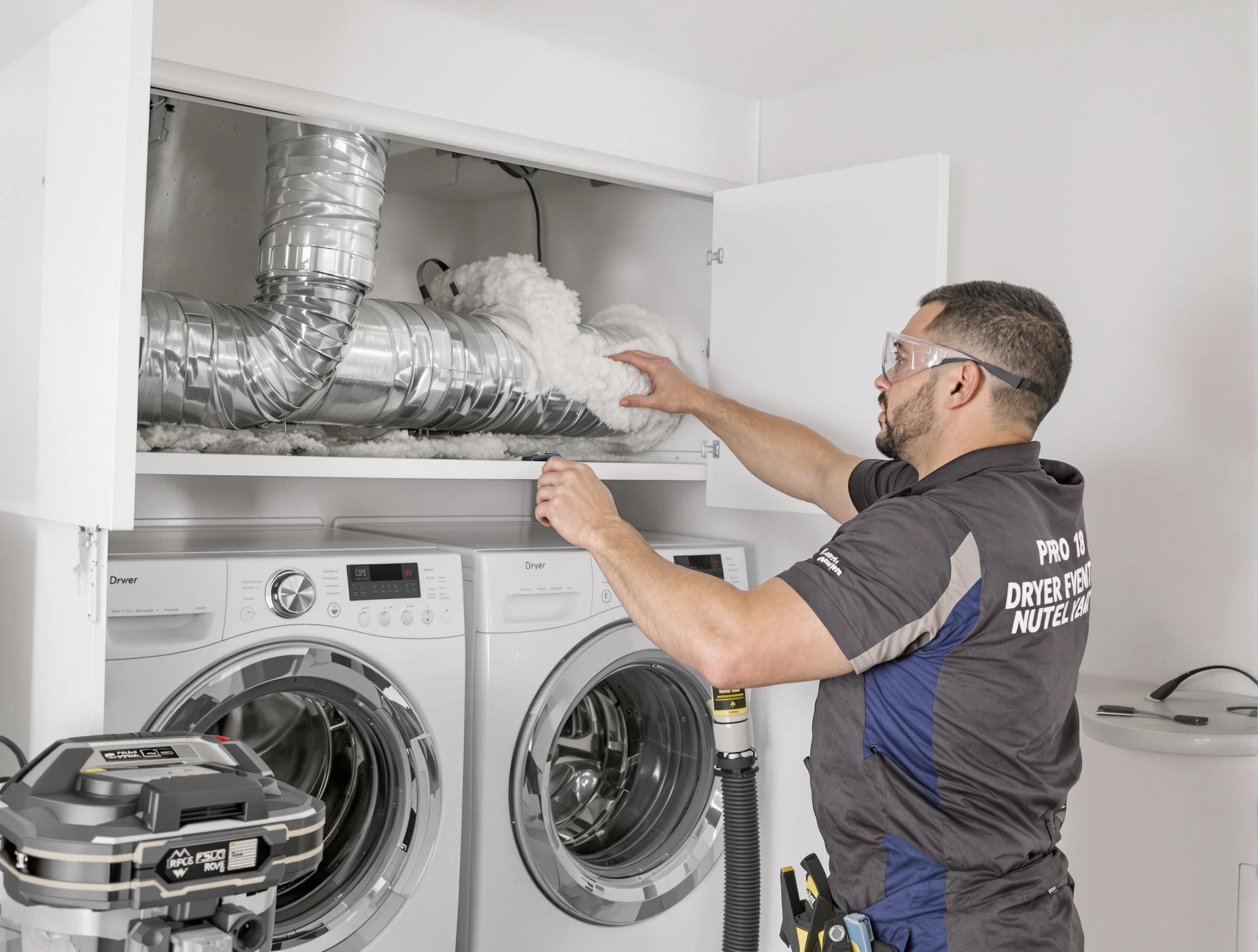 Derby Dryer Vent Cleaning certified technician performing specialized gas dryer vent cleaning in Derby